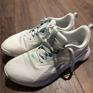 Reebok Nanoflex TR 2.0 training shoes in Barely Grey/Team Teal/Footwear White.